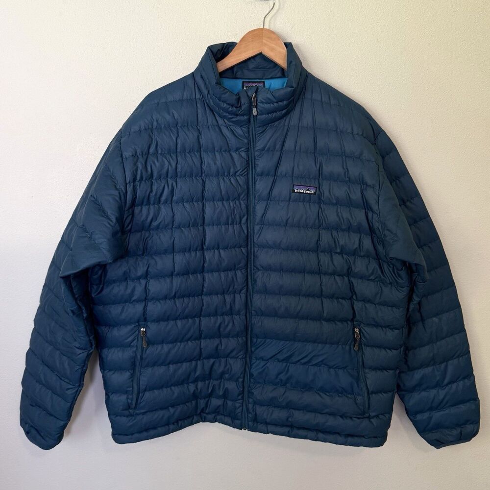 Patagonia Down Sweater Jacket Mens XL Blue Full Zip Puffer Coat 84673 SP12